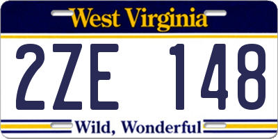 WV license plate 2ZE148