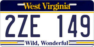 WV license plate 2ZE149