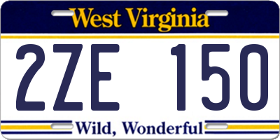 WV license plate 2ZE150