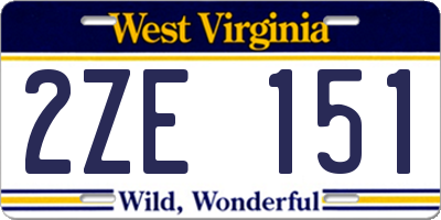 WV license plate 2ZE151