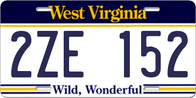 WV license plate 2ZE152