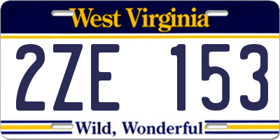 WV license plate 2ZE153