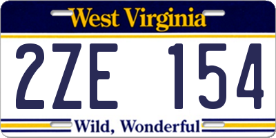 WV license plate 2ZE154