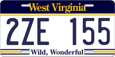 WV license plate 2ZE155