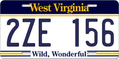 WV license plate 2ZE156