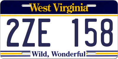 WV license plate 2ZE158