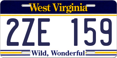 WV license plate 2ZE159