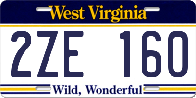 WV license plate 2ZE160