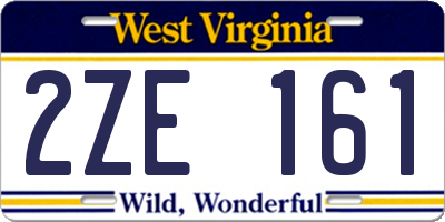 WV license plate 2ZE161