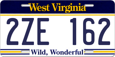 WV license plate 2ZE162