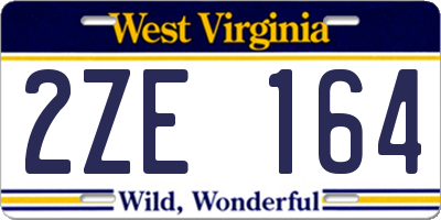 WV license plate 2ZE164