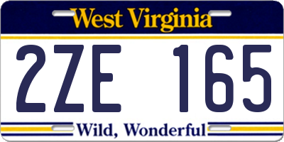 WV license plate 2ZE165