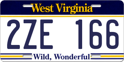 WV license plate 2ZE166