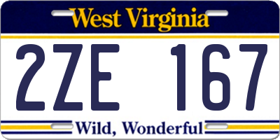 WV license plate 2ZE167