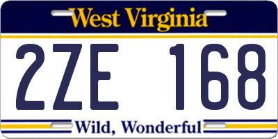 WV license plate 2ZE168