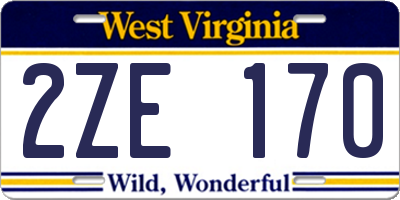 WV license plate 2ZE170