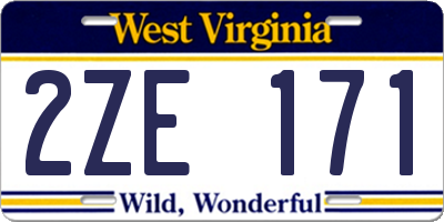 WV license plate 2ZE171