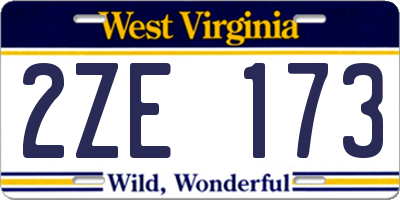 WV license plate 2ZE173
