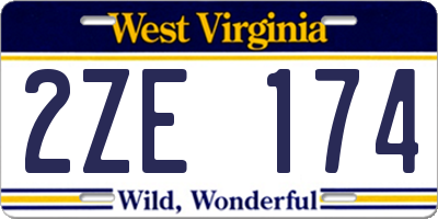 WV license plate 2ZE174