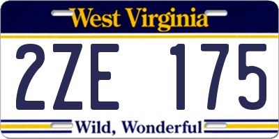 WV license plate 2ZE175