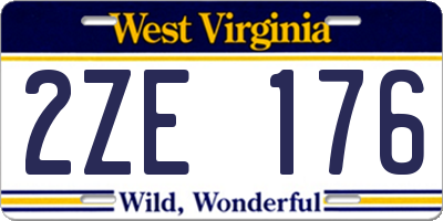 WV license plate 2ZE176