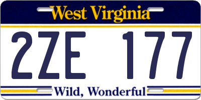 WV license plate 2ZE177