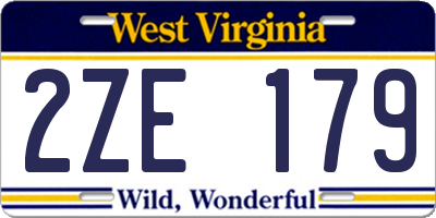 WV license plate 2ZE179
