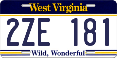 WV license plate 2ZE181