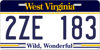 WV license plate 2ZE183