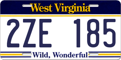 WV license plate 2ZE185