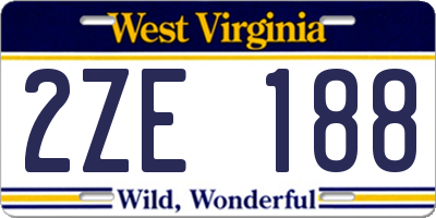 WV license plate 2ZE188