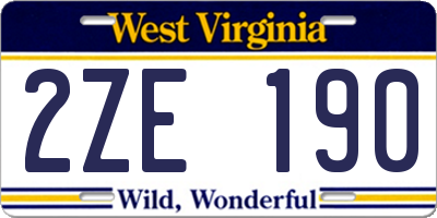 WV license plate 2ZE190
