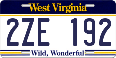 WV license plate 2ZE192