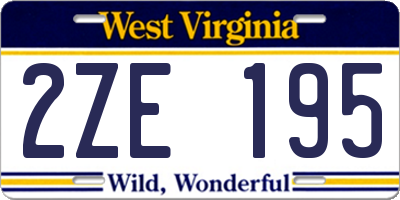 WV license plate 2ZE195