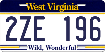 WV license plate 2ZE196
