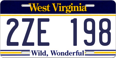 WV license plate 2ZE198