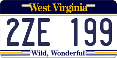 WV license plate 2ZE199
