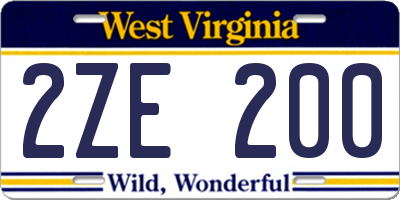 WV license plate 2ZE200