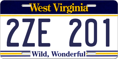 WV license plate 2ZE201