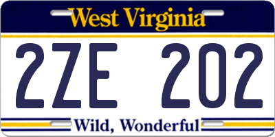 WV license plate 2ZE202