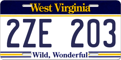 WV license plate 2ZE203