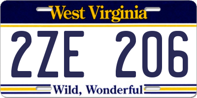 WV license plate 2ZE206