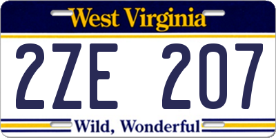 WV license plate 2ZE207
