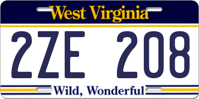 WV license plate 2ZE208