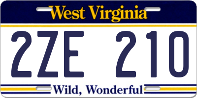 WV license plate 2ZE210