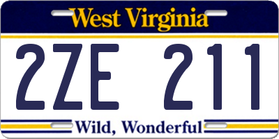WV license plate 2ZE211