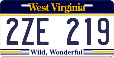 WV license plate 2ZE219