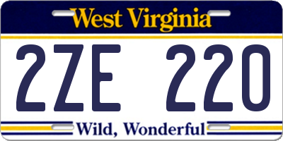 WV license plate 2ZE220