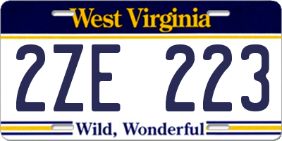 WV license plate 2ZE223