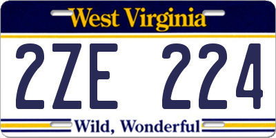 WV license plate 2ZE224